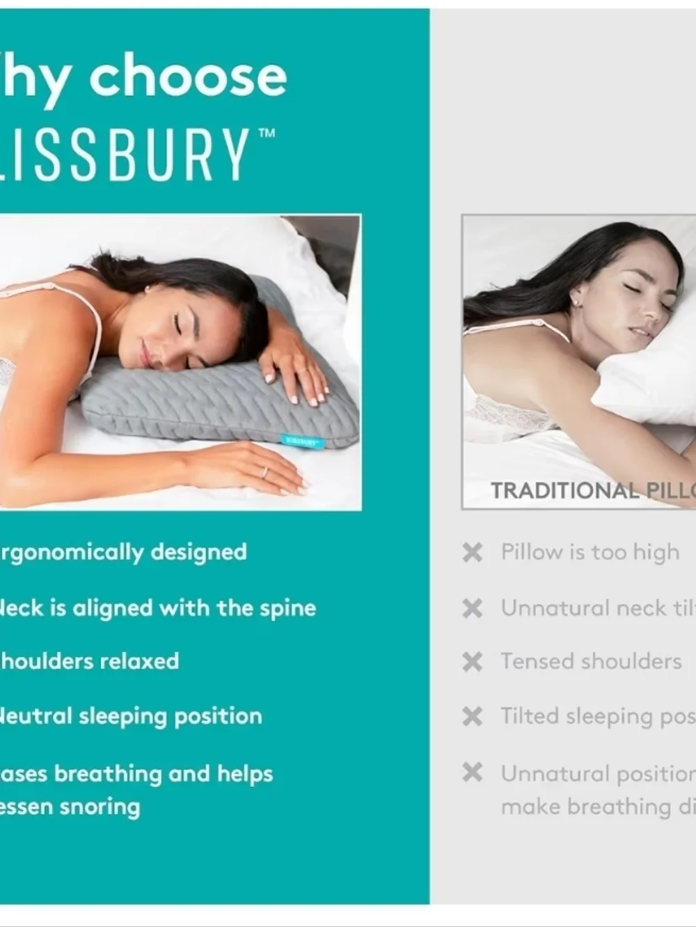 BLISSBURY King Stomach Sleeping Pillow